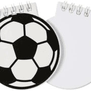 Notizblock Fussball, Frontansicht und Innenansicht