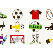 Tattoo Fussball, Uebersicht beider Blaetter mit allen vorhandenen Motiven
