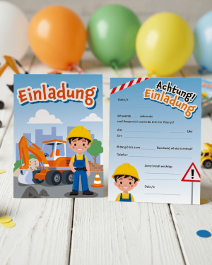 Baustelle-Einladungskarte