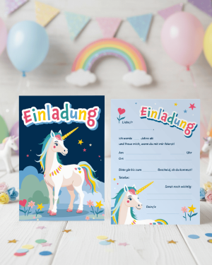 Einhorn-Einladungskarte